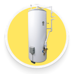 Icon representing boiler sales and repair services for residential and commercial properties in Toronto, featuring a boiler with repair tools and heating symbols.