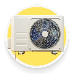 Icon symbolizing HVAC sales for residential and commercial properties in Toronto, featuring a house and building with dollar signs and ventilation elements.