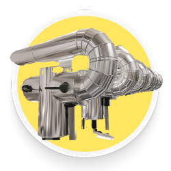 Ducting icon representing HVAC air ducts, illustrated with clean, simple lines to symbolize ventilation and airflow.